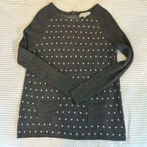Ann Taylor Loft grey sweater with white dots, pockets